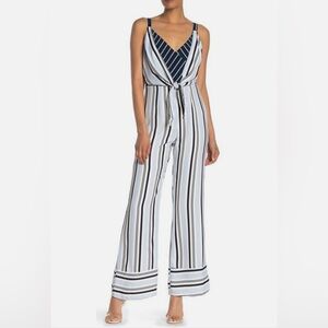 Adelyn Rae Nordstrom V Neck Striped Wide Leg Jumpsuit Woman XS Lined